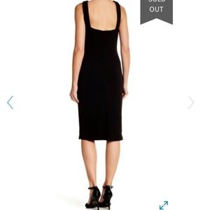 bebe mock neck strappy crepe dress